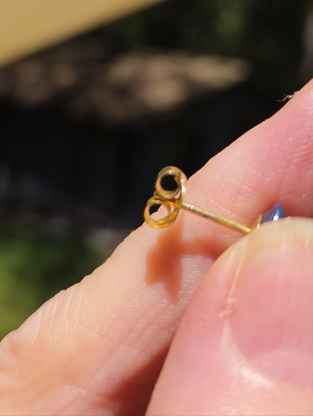 Black Opal Natural 2k Stud 24k Gold Earrings - Picture 6 of 6
